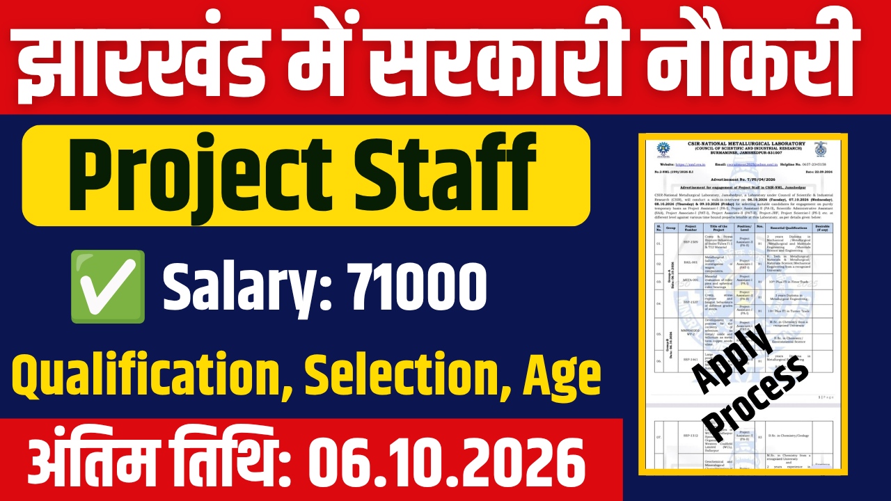 CSIR NML Jamshedpur Recruitment 2026